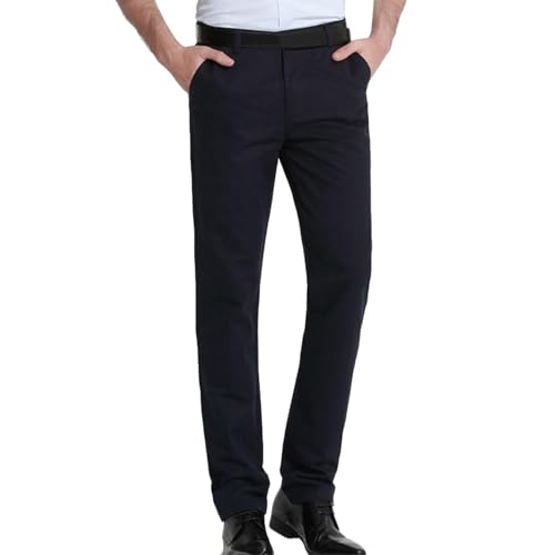 Work Pants for Men - Straight Leg Business Casual Pant Regular Fit Flat Front Golf Slacks Trousers with Pockets