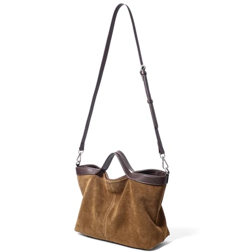 Dreubea Womens Suede Leather Shoulder Handbag Top-handle Crossbody Purse Brown by Dreubea - Used condition - Image 5