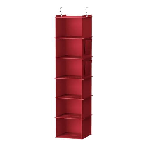 Image of YOUDENOVA Hanging Closet Organizer and Storage, 6-Shelf, Dark Red