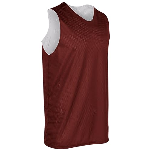 CHAMPRO Unisex-Youth Zone Reversible Basketball Jersey, Cardinal, White, Large