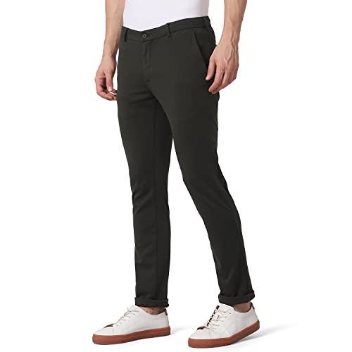 Image of Blackberrys Men's Blue Slim Fit Solid Regular Trousers