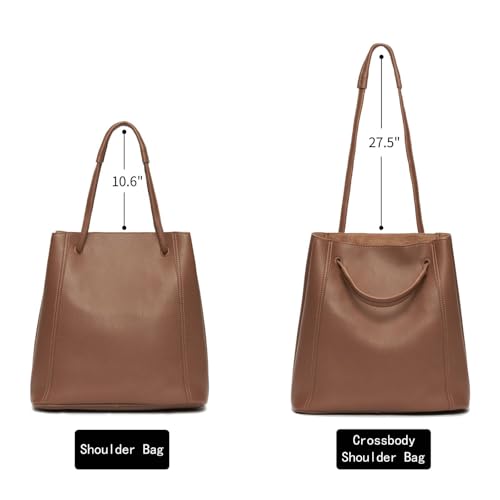 Image of Hand Bags for Women Brown Tote Shoulder Bag Work Everyday Bag Medium Leather Purse