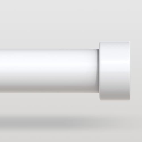 White Curtain Rods for Windows 72 to 144 Inch(6-12 Feet),1" Diameter Rods with Modern Style End Cap Finials,Size:36-144 Inch