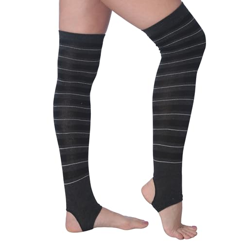 Image of Tipi Toe Women's Stirrup Yoga Socks, Lightweight Knee-High Leg Warmers, Open Heel Non-Slip Design. Ideal for Yoga & Dance