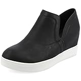 Journee Womens Cardi Round Toe Slip On Wedge Sneakers