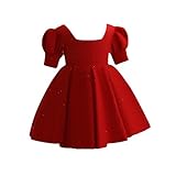 子供ドレス ロングドレス 女の子 リボン付き パフスリーブ ジュニア ピアノ 発表会 お祭り パーディー 演奏会 ワインレッド フォーマル 入園式 結婚式 出産祝い お宮参り 花見 80cm フラワーガール スクエアネック ワンピース