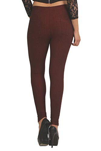 Image of Frenchtrendz Women's Cotton Spandex Jacquard Stretchable Slim Fit Jegging with Back Pockets