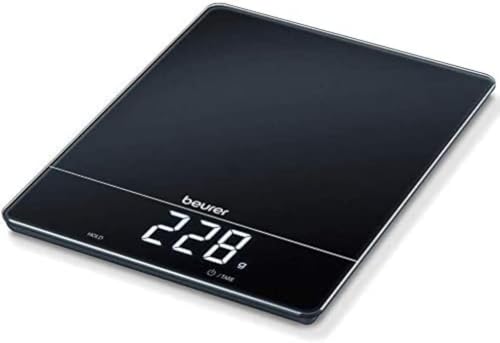 Beurer KS 34 Küchenwaage, für präzises Wiegen bis 15 kg, mit Tara-Zuwiegefunktion und Magic LED-Display, schwarz
