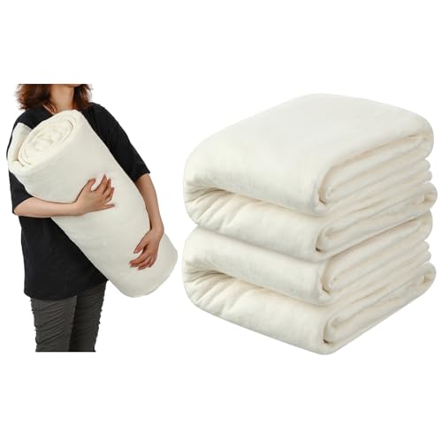 Peryiter 2 Pcs Quilt Batting King Size 120 x 120 Inch Cotton Poly Filling Fabric Warm Medium Weight Batting Roll for Upholstery Stuffing Blankets and Quilting, Sewing, Craft Supplies