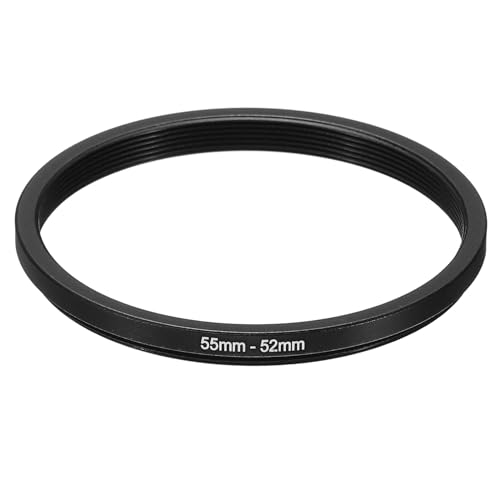 PATIKIL 55mm-52mm Metal Step Down Ring, Camera Lens Filter Adapter Ring Aluminum Filter Adapter Ring for Camera Lenses Hood, Black
