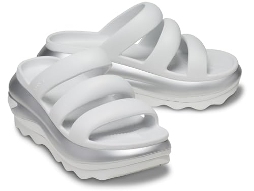 Crocs Unisex Mega Crush Triple Strap Platform Sandals Moonlight/Silver Metallic Men 8 Women 10 Medium