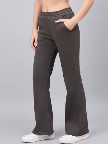 Image of 98 Degree North Women Flared Fleece Track Pants-GL1315-ALMOND