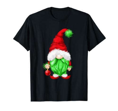Grumpy Santa with Xmas Tree Ball Funny Anti Christmas GNOME Maglietta