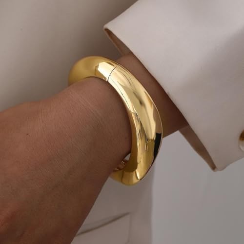 Image of MTINEAPS Gold Bangle Bracelets for Women Teens Trendy Chunky Adjustable Twist Cuff Bracelet Jewelry Gifts