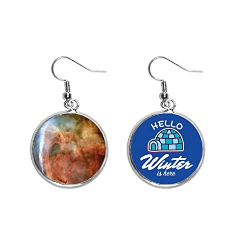 Joyería de pendientes colgantes azul hielo y marrón estilo invierno con diseño de gota