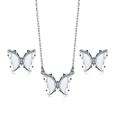 Colliers en zircone cubique pour femme et Boucles d'oreilles plaquées Argent LYGBAOFUL