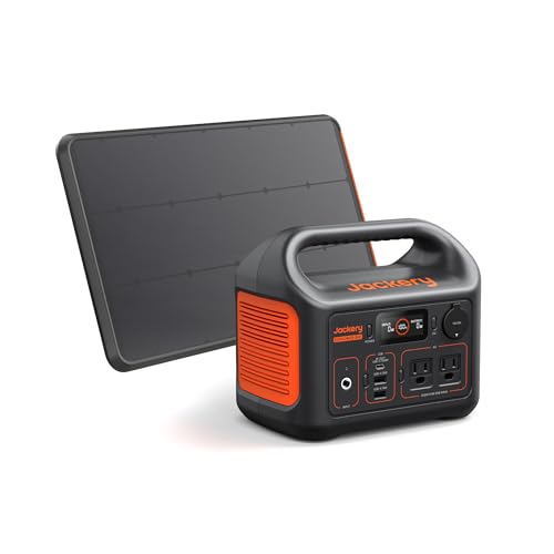Image of Jackery Solar Generator 300, 292Wh Backup LiFePO4 Battery with SolarSaga 100W Prime, 300W Pure Sine Wave AC Outlet for RV Outdoors Camping Travel Blackout