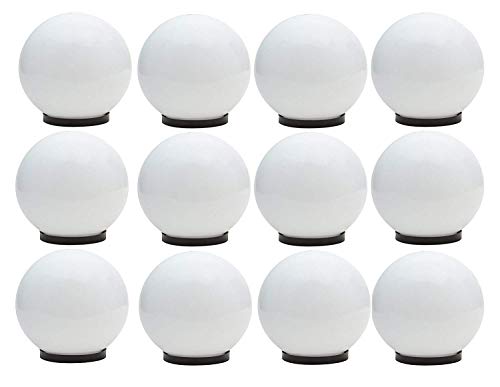 Weldecor 12-Pack Unbreakable Milky White Globe Lights for Outdoor Poles, Pillars, Gates, and Gardens - 18W, White Polycarbonate Dome Shape Lights