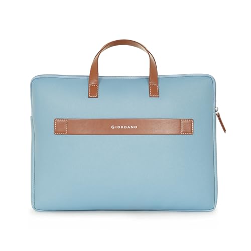 Image of Giordano Unisex 15 Inch Laptop Sleeve PU Bag for Professionals | Premium Leatherette | Water-Resistant & Padded Slim-Fit with Trolley Strap for Men & Women