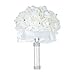 Febou Wedding Bouquet, Big Size Ivory Bridesmaid Bouquet Bridal Bouquet with Crystals Soft Ribbons, Artificial Rose Flowers for Wedding, Party and Church (Ivory Big Size)