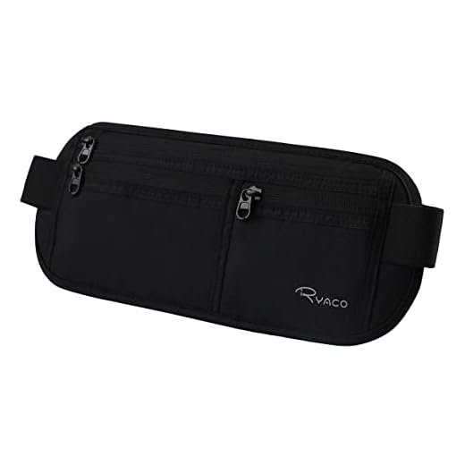 Ryaco Flache Bauchtasche Hüfttasche mit RFID Blocker für Damen und Herren, Reise Versteckbarer Geldgürtel Money Belt zum Sport Reisen Fitness oder Joggen für Geld, Karten, Pass, IDs