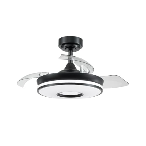 levitantes Ventilador negro de techo 3 aspas, 48w 4800lm, temperatura regulable, mando, memoria
