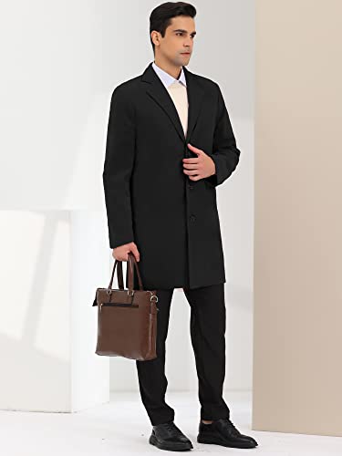 Image of Lars Amadeus Men's Trench Coat Notch Lapel Single Breasted Classic Long Pea Coats Overcoat