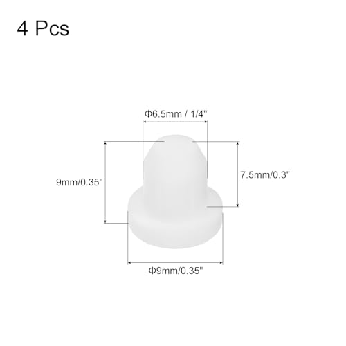 Image of MECCANIXITY 4pcs T-Shaped Silicone Plugs 6.5mm 1 /4 Inch Dia Snap in Plug Hole Seal Cover Round Rubber Stopper for Kitchen Rubber Bulkheads Waterproof Sealing Plugs White