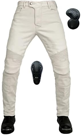 Waterproof Motorcycle Riding Protective Pants Men Motocross Racing Jeans with 4 X CE Armor Protectors M Beige