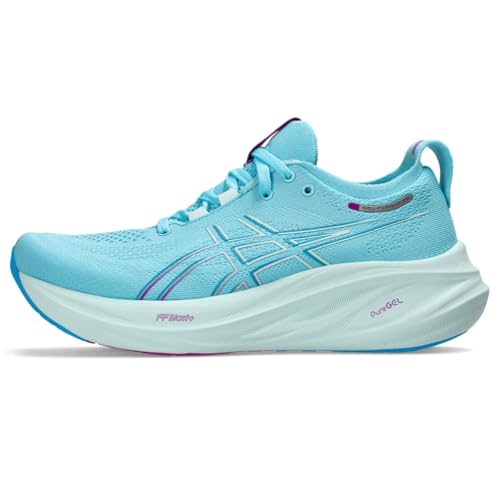 ASICS Women's Gel-Nimbus 26 Running Shoe, Bright Cyan/Bold Magenta, 40 EU