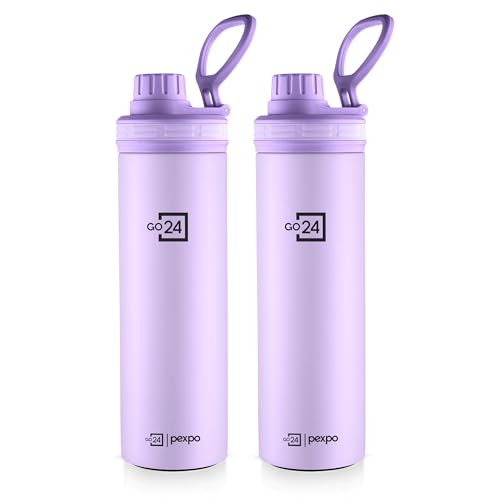 Image of PEXPO Go24 Aqua Sip 900 ISI Certified Stainless Steel Sipper Water Bottle - 800ml (Pack of 2)| Single Wall Fridge Bottle | Easy to Carry Handle | For Home, Office, Gym, Trekking - Orchid Purple