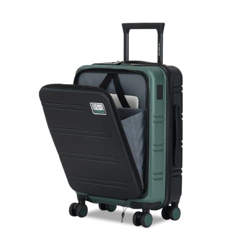 Image of Urban Jungle by Safari Hold-All Premium Small (55cm) Trolley Bag with Laptop Compartment, Polycarbonate Cabin Suitcase with 8 Silent Wheels & TSA Lock,Hardside Travelling Luggage for Men&Women (Green)