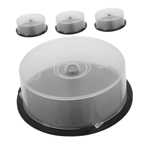 HOLIDYOYO 4pcs Clear CD Storage Buckets Plastic Column Containers for Discs Sturdy Design for Dvds Rays Games Versatile Easy Retrieval Storage