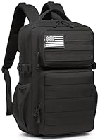 Wotony Taktischer Militärrucksack für Herren, wasserdicht, 3-Tage-Angriffsrucksack, Molle-Tasche mit Wasserflaschenhalter, Schwarz, 30L US