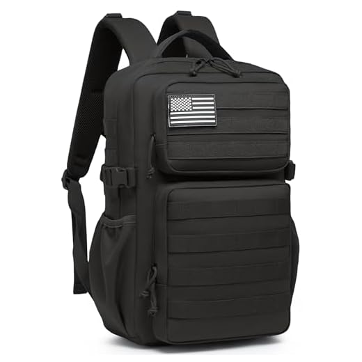 Sac à dos tactique militaire pour homme - Étanche - Sac d'assaut de 3 jours - Sac Molle avec porte-bouteille d'eau, noir, 30L, Sac à dos tactique