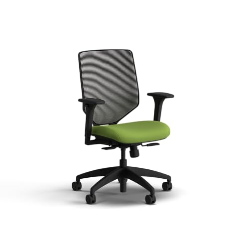 Image of HON Solve Office Chair, Ergonomic Office Chair Mesh Back Support, Adjustable Lumbar Support, Height Adjustable Arms, Black Frame, Pear
