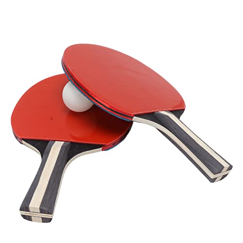 Pingpong Paddle Ball Set 2 Pcs Table Tennis Bat 3 Pcs Balles Bas Caoutchouc Racket éponge Douce pour Entraînement (Rouge) (Black)