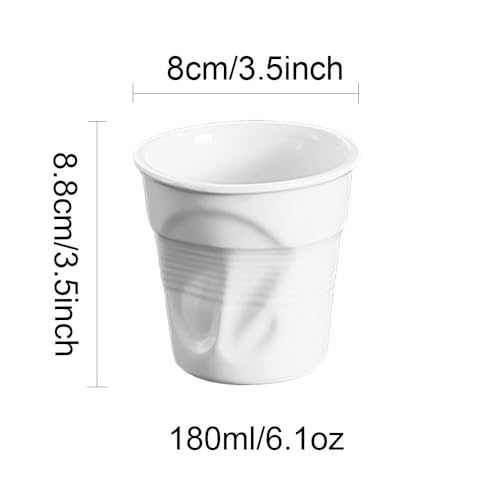 Taza de cerámica única con diseño arrugado blanco miniatura 2
