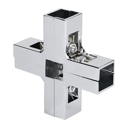 Milageto Conector de abrazadera para tubo cuadrado de 1 x 1 Herrajes para conexión de estante Pernos incluidos Accesorio liviano Aleación de aluminio, Forma de Cruz Plateada
