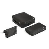 NextPacker 超軽量 旅行圧縮バッグ 3点セット YKK 防水 トラベルポーチ 旅行用圧縮袋 圧縮ポーチ 小物入れ 大容量 両面収納 衣類 下着 洗面用具 出張 トラベル 海外 旅行便利グッズ (G3、ブラック)