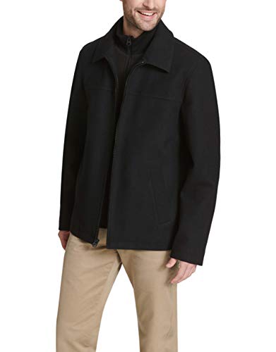 Image of DOCKERS Men's Wool Blend Zip Up Jacket With Quilted Bib