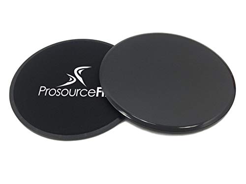 ProsourceFit Core Sliding Exercise Discs, Dual-Sided Sliders for Use on Any Surface at Home or Gym for Full-Body Workouts, Set of 2, Black