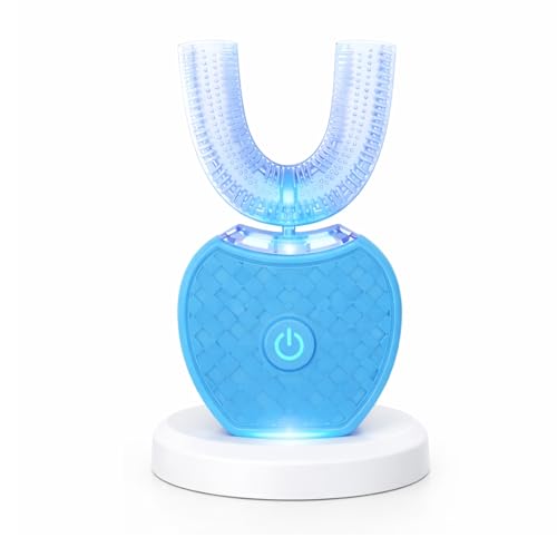 Sonic Brush V5 Toothbrush, Spazzolino Sonico 360° Con Pulizia Automatica, Spazzolino Elettrico Sonico Wireless a Ultrasuoni for Bambini E Adulti, Testina in Silicone Alimentare (Blu)