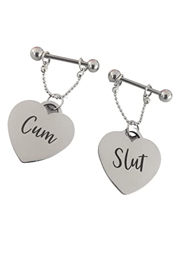 Pretty Inappropriate Pierced Stainless Steel Heart Dangle Barbell Nipple Jewelry