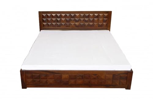 Image of Bed Solid Sheesham Wood for Your Bedroom | Solid Wood King Bed | Dark Walnut Finish, Delivery Condition - DIY