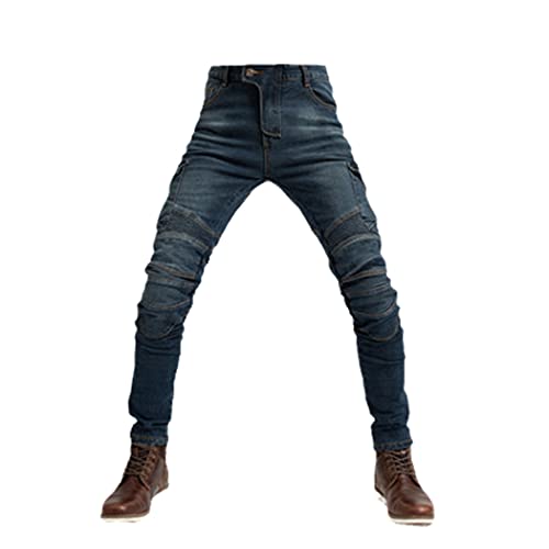 Jeans de moto homme avec genouillères amovibles taille L bleu