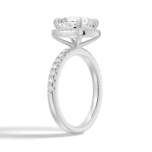 MSBLUE® 1.5ct DEW Cushion Cut Halo Moissanite Engagement Ring | Diamond Alternative D-E Color VVS1 Clarity | 14K White Gold Vermeil for Proposal, Wedding, Anniversary3