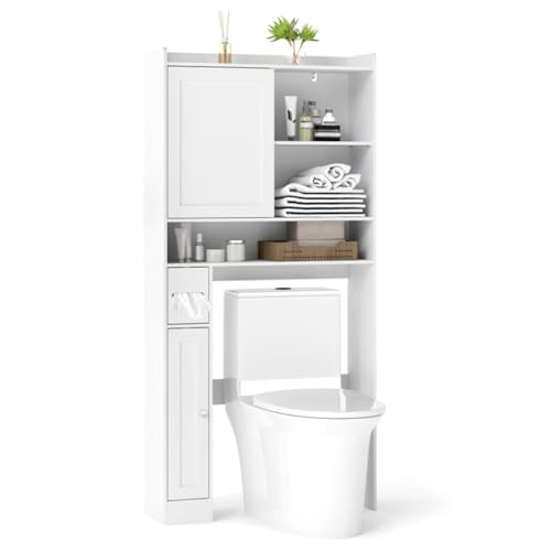 lafengyan Over-The-Toilet Storage Cabinet with Adjustable Shelves, Enclosed Cabinets and