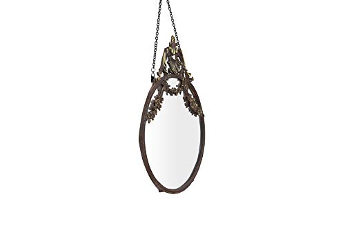 Image of Creative Co-Op Pewter Framed Wall Mirror with Decorative Chain and Antique Finish, Bronze