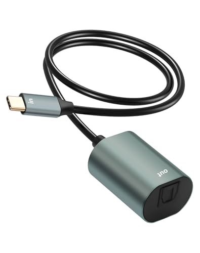 CERRXIAN USB C to Toslink Optical Transmitter, Unidirectional Type C Male Input to SPDIF Port Female Output Fiber Optic Adapter for Laptop Tablet Phone - 20cm / 7.78inch
